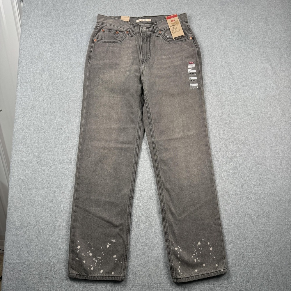 Levis Jeans Womens‎ 28 / 6 Gray Paint Splatter Mid Rise Low Pro Straight NEW